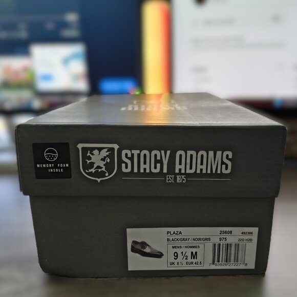 Stacy Adams Shoes Plaza Modified Cap Toe Oxford Black/Gray Size 9.5 - Picture 10 of 10